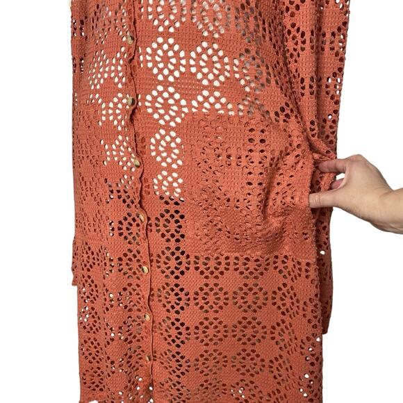 Free People Beach Crochet Love Long Sleeve Swim Cover-Up size Medium - Picture 7 of 10